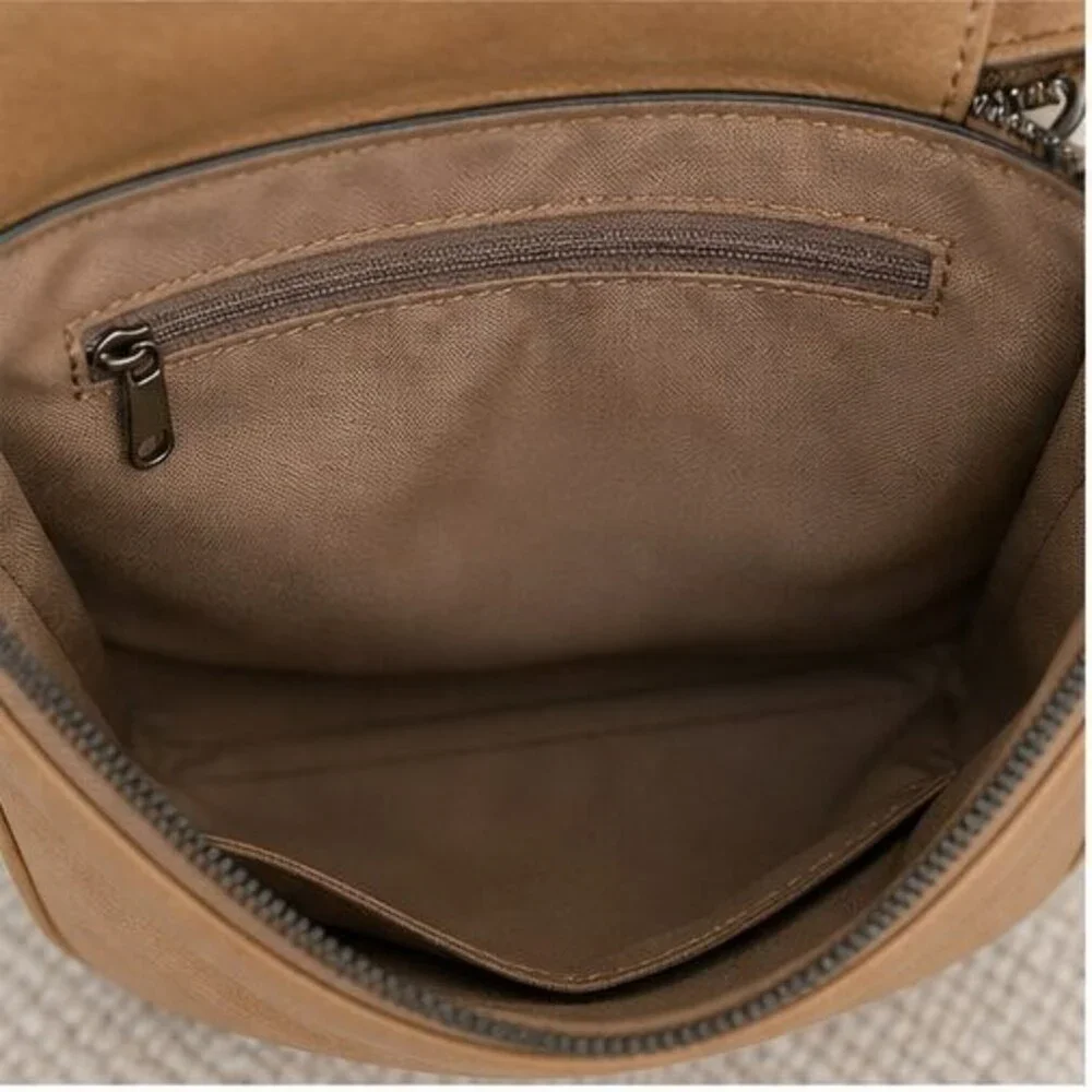 Cognac Suede Crossbody Bag